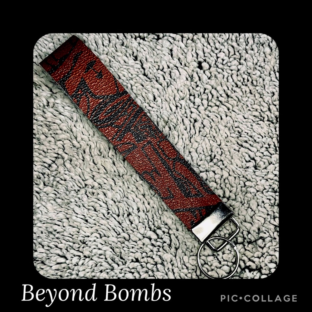 Brown Graffiti Styled Wristlet- Handmade